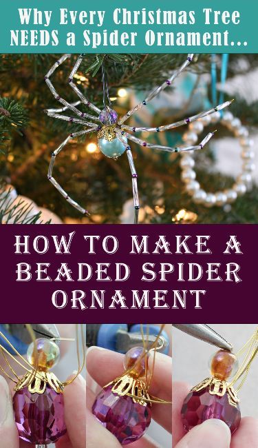 Christmas Spider Story, Spider Tutorial, Legend Of The Christmas Spider, Spider Ornaments, Christmas Ornament Tutorial, Beaded Animals Tutorial, Christmas Spiders, Beaded Ornaments Diy, Spider Ornament