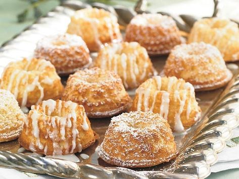 Enjoy these pound cake bites for breakfast or as a late-night snack by the fire, or split and toast them with butter. Vanilla bean paste, which can be found at specialty food stores, gives these cakes a sublime goodness. And just as with classic pound cake, we loved the crusty top edges on these, too. Mini Bundt Cakes Recipes, Specialty Food Store, Mini Bundt Cakes, Dessert Party, Cake Bites, Pound Cakes, Apple Cake Recipes, Bundt Cakes Recipes, Köstliche Desserts