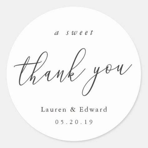 $7.65 | A Sweet Thank You Bridal Shower Wedding Favor #wedding, favor, bridal shower, sweets, a sweet thank you, thank you, stickers, modern, black and white, calligraphy A Sweet Thank You Wedding Favor, Thank You Wedding Stickers, Wedding Sticker Design, Bridal Shower Stickers, Pastor Anniversary, Wedding Favors Packaging, Wedding Favours Thank You, Cookie Wedding Favors, Wedding Favor Labels