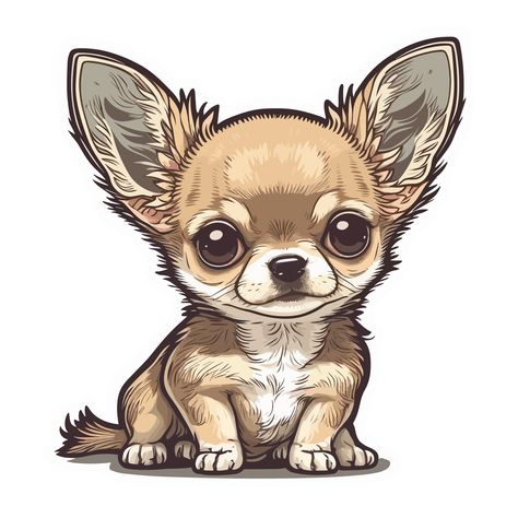 Chichuachua Drawings, Chihuahua Cartoon, Chihuahua Illustration, Chihuahua Drawing, Cutest Small Dog Breeds, Chibi Dog, Chihuahua Tattoo, Turkey Drawing, Stickers High Quality