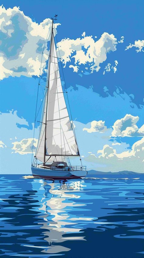 Sailing Boat Drawing, 3d Beach Art, Aesthetic Drawing Ideas, Drawing Ideas Aesthetic, Sailing Theme, Africa Art Design, Boat Illustration, Explore Aesthetic, Boat Drawing