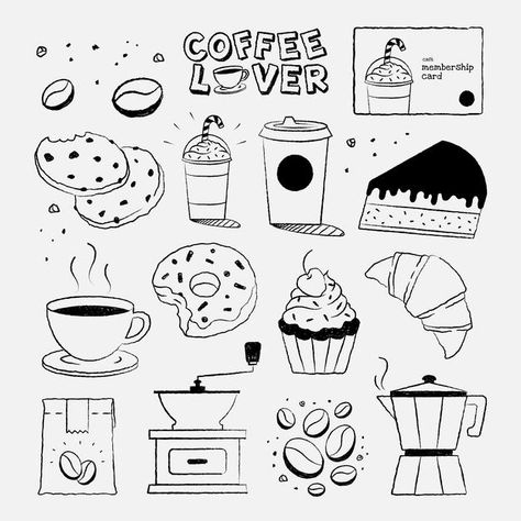 How To Draw Coffee, Pharmacy Doodles, Caffeine Drawing, Coffee Drawing Ideas, Coffee Sketch Drawing, Coffee Shop Doodles, Doodle Art Coffee, Cafe Doodle, Drawing Cafe