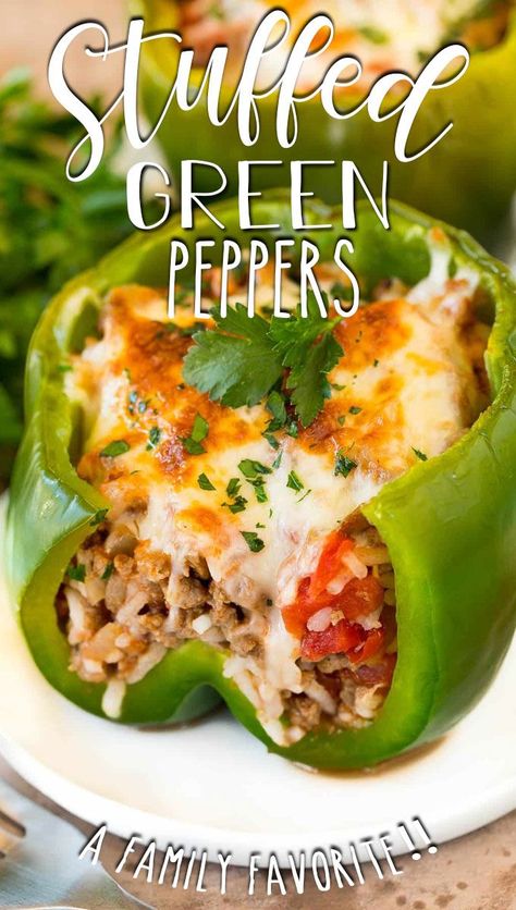 Stuffed Bell Peppers Ground Beef, Best Stuffed Pepper Recipe, Green Pepper Recipes, Tomatoes And Cheese, Stuffed Peppers With Rice, Crockpot Stuffed Peppers, Easy Stuffed Peppers, Ground Beef Rice, Cooking With Ground Beef