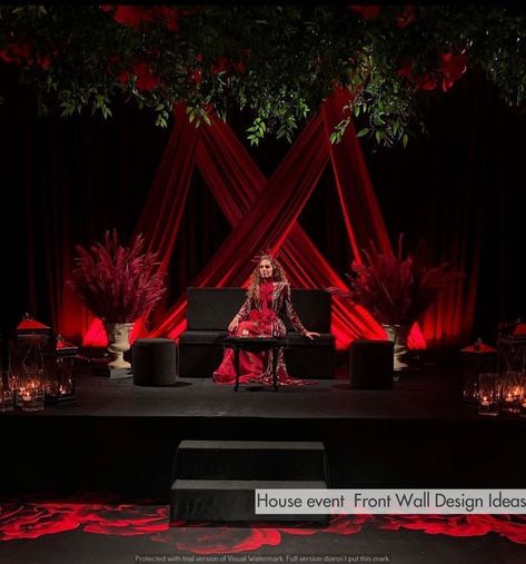 Black And Red Reception Decor, Red Backdrop Wedding, Black And Red Wedding Reception, Black And Red Party Decorations, Red Theme Wedding Decor, Black And Red Wedding Decorations, Red Wedding Decorations Elegant, Red And Black Wedding Decorations, Black And Red Party Theme