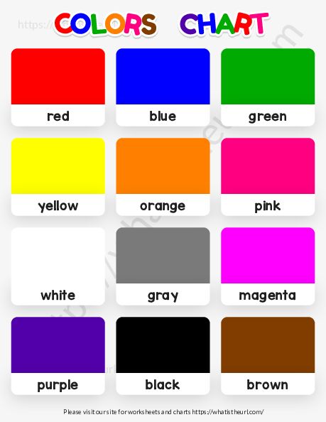 Color Chart For Classroom, Colors Chart Preschool, Zoo Animals Preschool Activities, Charts For Classroom, Animals Preschool, Kindergarten Reading Activities, English Activities For Kids, Shapes Preschool, Busy Bees