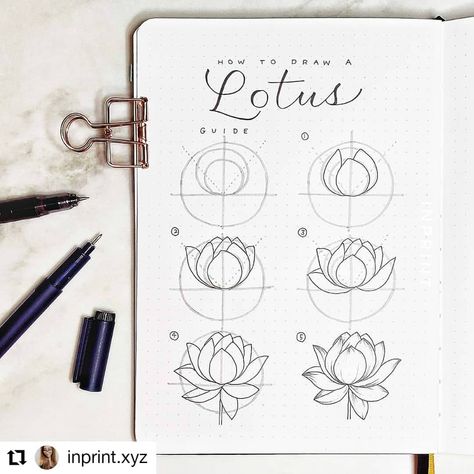 Bullet Journal Features on Instagram: “Tutorial by @inprint.xyz 💜 • • • • • • 🇬🇧What's your favorite flower??♡ . 🇯🇵好きなお花は何ですか？♡ . #howtodraw #lotusflower #flowersgram #蓮…” Floral Tutorials, Bullet Journal Pages, Draw Flowers, Friendship Symbols, Anemone Flower, Drawing Pad, Favorite Flower, Doodle Lettering, Cute Doodle Art