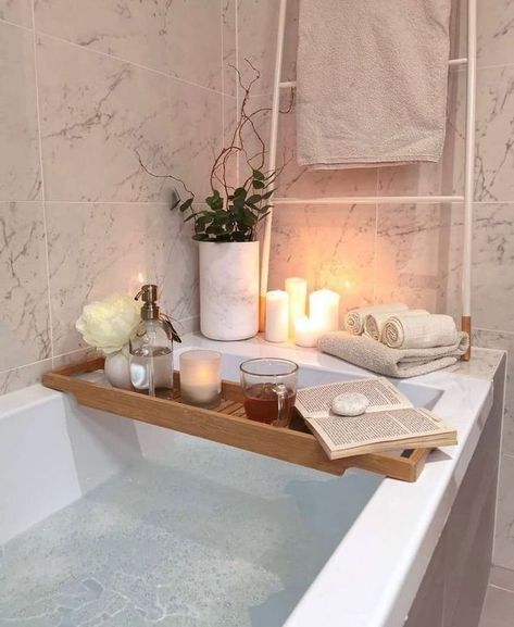 16 cozy and glam bathroom tray decor ideas for your next at home spa day — ASHLINA KAPOSTA Bathroom Tray Decor Ideas, Bathroom Tray Decor, Next At Home, At Home Spa Day, Tray Decor Ideas, Home Spa Day, Home Spa Room, Glam Bathroom, Bath Aesthetic