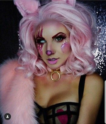 Cat Costume Makeup, Scary Bunny, Halloween Costumes Women Scary, Unique Halloween Makeup, Pink Halloween Decor, Bunny Makeup, Holloween Makeup, Bold Makeup Looks, Pretty Halloween