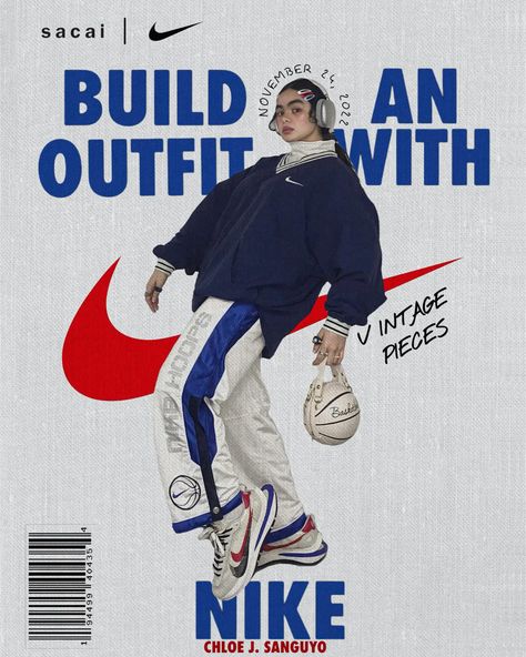 #poster #nike #streetwear #fashion #style Clothing Advertisement Poster, Nike Air Poster, Nike Poster Aesthetic, Streetwear Ads Design, Fashion Brand Advertising, Streetwear Poster Design, Graphic Design Event Poster, Adidas Graphic Design, Nike Magazine