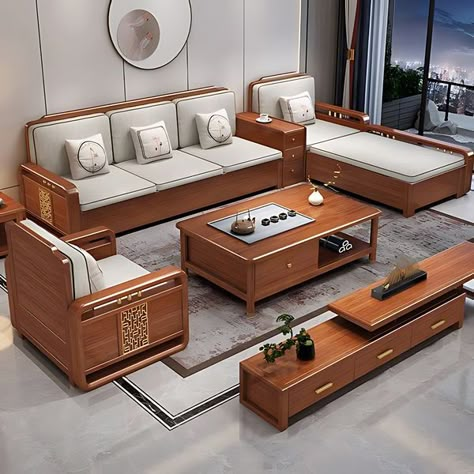 Latest Wooden Sofa Set Designs, House Hall Design, Woodworking Beginner, Drawing Room Furniture, Wooden Wardrobe Design, Sofa Couch Design, Sari Blouses, Wooden Temple, Sofa Design Wood