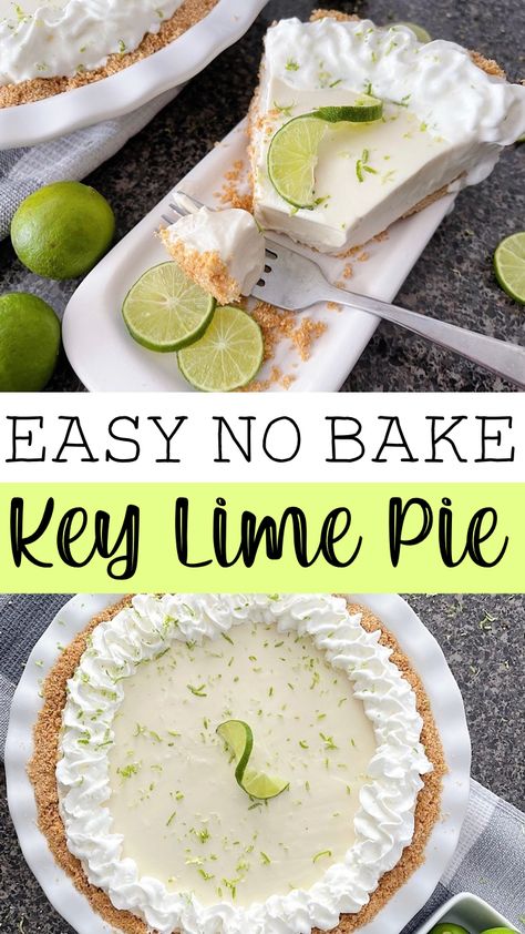 Limeade Pie, Lemon Pie Recipe Condensed Milk, Key Lime No Bake, Classic Key Lime Pie Recipe, Key Lime Pie Recipe No Bake, No Bake Key Lime Pie, Whipped Cream Pie, No Bake Key Lime, Key Lime Desserts