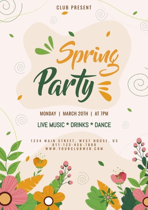 Spring Poster Design, Spring Party, Party Poster, Spring Fling, Choir, Poster Design, Graphic Design, Quick Saves, Design