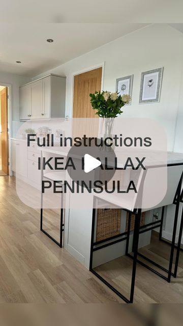 jillyshumblehome on March 24, 2024: "IKEA KALLAX PENINSULA..… I’ve been asked so many times to do a step by step video. So here it is. If you have any other questions just drop me a message but below I have put the measurements of all the mdf used and some of the products used. 1. The frame built under the kallax unit is 2x2 wood (5 x 5 cms) the frame is 15cms deep and 77 cms long. I set in back by 9mms to allow for the thickness of the mdf. 2. The pre cut mdf for around the kallax unit is Ikea Built In Kitchen, Ikea Kallax 2x2 Hack, Kallax Kitchen Hack, Ikea Kallax Painted, Ikea Kallax Hack Kitchen, Hack Kallax Ikea, Kitchen Peninsula Diy, Kallax Kitchen Island, Kallax Styling