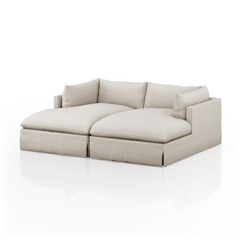 Living Room | HABITAT DOUBLE CHAISE SECTIONAL Four Hands Furniture, Double Chaise Lounge, Double Chaise Sectional, Sectional Slipcover, Double Chaise, Theatre Room, Fav Quotes, Coffee Table To Dining Table, Chaise Sectional