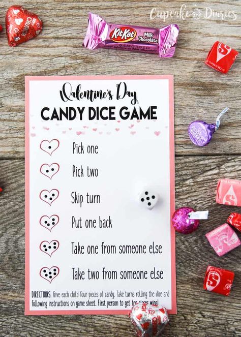 Here are 20 Valentine Party Games that are great to play with kids and adults! Let's celebrate! Easy DIY Game Tutorial Ideas! #thecraftyblogstalker #valentinesday #partygames #valentinepartygames Valentines Games To Play, Free Candy Dice Game, Minute To Win It Games Valentines Day, Toddler Valentine Party Games, Teen Valentine Activities, Valentines In Classroom, Valentines Day Games For Preschoolers, Valentine Class Activities, Valentine Primary Activity