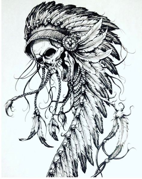 Skull Headdress Tattoo, Indian Headdress Tattoo, Skull Headdress, Indian Skull Tattoos, Headdress Tattoo, Bull Skull Tattoos, Indian Feather Tattoos, American Indian Tattoos, Native American Tattoo