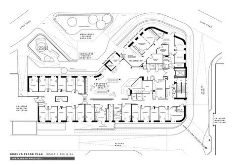 Gallery of Hospitals and Health Centers: 50 Floor Plan Examples - 21 Development Plan Architecture, Site Development Plan Architecture, Campus Plan, Hospital Plan, Hospital Floor Plan, Site Development Plan, Hospital Design Architecture, Site Plan Design, Hospital Plans