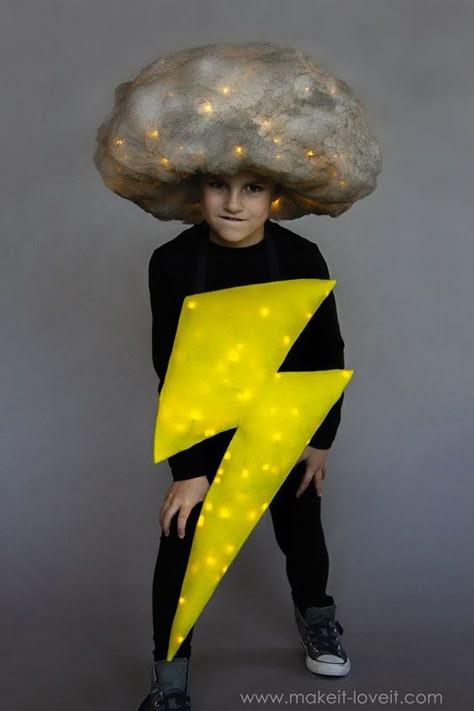 Windy Costume Diy, Fast Costume Ideas, Storm Cloud Costume, Best Fancy Dress Ideas, Strong Man Costume, Munchkin Costume, Satyr Costume, Storm Costume, Cloud Costume