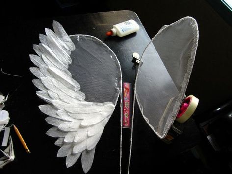 Ada Cosplay, Angel Wing Crafts, Wings Diy, Diy Angel Wings, Diy Angels, Diy Wings, Black Angel Wings, Angel Costume, Wings Costume