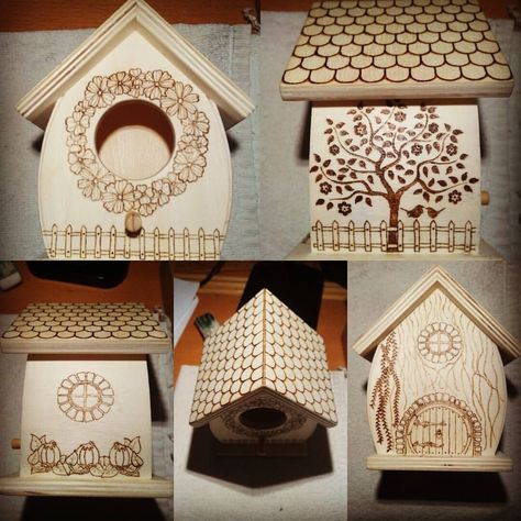 Woodburn Birdhouse, Wood Burning Birdhouse, Wood Burned Birdhouse, Pyrography Birdhouse, Birdhouse Decor, Wood Burned Gifts, Wood Burning Tips, Wood Burning Techniques, Woodburning Ideas