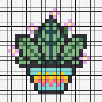 Succulent Perler Bead Pattern, Succulent Pixel Art, Pixel Art Pattern Plants, Perler Bead Succulent, Succulent Perler Beads, Perler Bead Patterns Plants, Nature Perler Bead Patterns, Nature Perler Beads, Plant Perler Bead Patterns