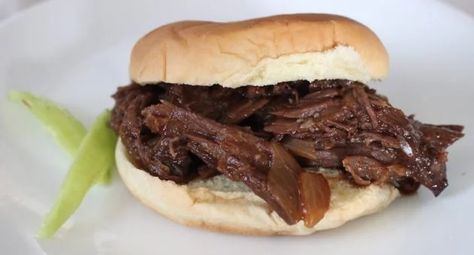 Wild Game Recipe: Root Beer BBQ Pulled Venison Pulled Venison, Venison Roast, Roast Beef Sandwich, Deer Recipes, Beef Sandwiches, Deer Meat Recipes, Sandwich Bar, Deer Meat, Roast Beef Sandwiches