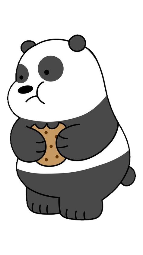 Drawing Bear Cute, We Bare Bear Drawing, Cute Panda Cartoon Drawings, Panda We Bear Bears, We Bear Bears Drawing, We Bare Bears Eating, We Bare Bears Drawing, Black And White Cartoon Characters, Cartoon Characters Images