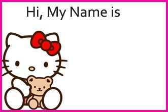 Hello Kitty Name Tag, Free Printable Hello Kitty, Printable Hello Kitty, School Labels Printables, Hello Kitty Theme, Macbook Air Stickers, Name Tag Templates, Kitty Theme, Name Tag Design