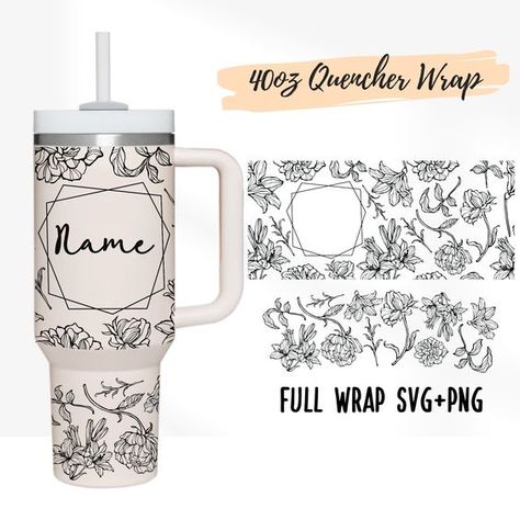 2 Designs 40oz Quencher Stanley tumbler Full wrap Line Mama Flower Floral Name Your Text | 40 oz SVG | 40oz SVG Cricut Silhouette Template Cricut Stanley Cup Ideas, Libby Glasses, Free Cricut Images, Stanley Name, Inspirational Tumbler, Cricut Images, Free Cricut, Silhouette Template, Sublimation Ideas