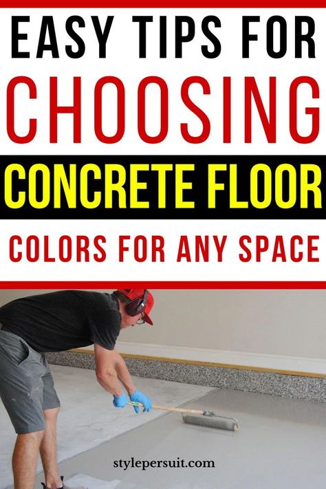 Choosing the right concrete floor color can significantly impact the overall look and feel of a space. Whether you are renovating a commercial area, updating a residential home, or designing a new space from scratch, selecting the perfect color for your concrete floor is a crucial decision. Here’s a comprehensive step-by-step guide to help you through the process. Painted Concrete Floors Colors, Paint A Concrete Floor, Painted Concrete Bedroom Floor, Paint Concrete Floor Indoor, Sherwin Williams Concrete Stain Colors, Painted Concrete Floors Bedroom, Floor Painting Ideas Concrete, Painted Concrete Floors Indoor, Concrete Floor Paint Ideas