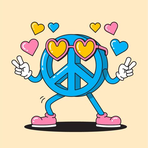 Spread peace and love with our Retro Peace Symbol vector! ✌️❤️ Ideal for designs advocating harmony and understanding. Download now and let your projects radiate positivity! #VectorPortal 🔗 Peace And Love Illustration, Peace Sign Illustration, Printmaking Projects, Sign Illustration, Love Symbol, Radiate Positivity, Peace Signs, Symbol Design, Love Illustration