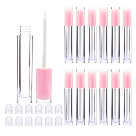 Lip Gloss Brush Wand Tubes Empty, 12 Pack 5ml Lip Gloss Containers with Wand, 12 Light Pink Lip Gloss Tubes Diy Balm, Cleaning Lip Gloss Tubes, Small Business Lip Gloss Bundles, Cute Lip Gloss Containers, Cute Lip Gloss Tubes, Lipgloss Squeeze Tubes, Apply Lip Gloss, Uñas Aesthetic, Light Pink Lip Gloss