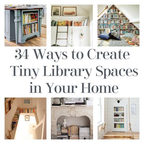 Book Storage Ideas Living Room, Small Space Bookshelf, Loft Library Ideas, Book Storage Ideas For Small Spaces, Unique Book Storage, Book Storage Small Space, Basement Library, Closet Library, Library Diy