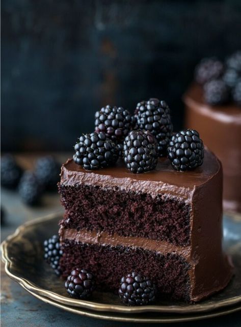 Chocolate Blackberry Cake, Chocolate Bourbon Cake, Vintage Cake Recipes, Black Velvet Cakes, Bourbon Cake, Witch Birthday, Ice Box Cakes, Swiss Cake, Sugar Addict