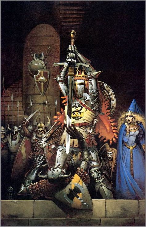 Chris Achilleos, Dungeons And Dragons Art, Scifi Fantasy Art, Knight Art, Dnd Art, Fantasy Armor, Warhammer Fantasy, High Fantasy, Arte Fantasy