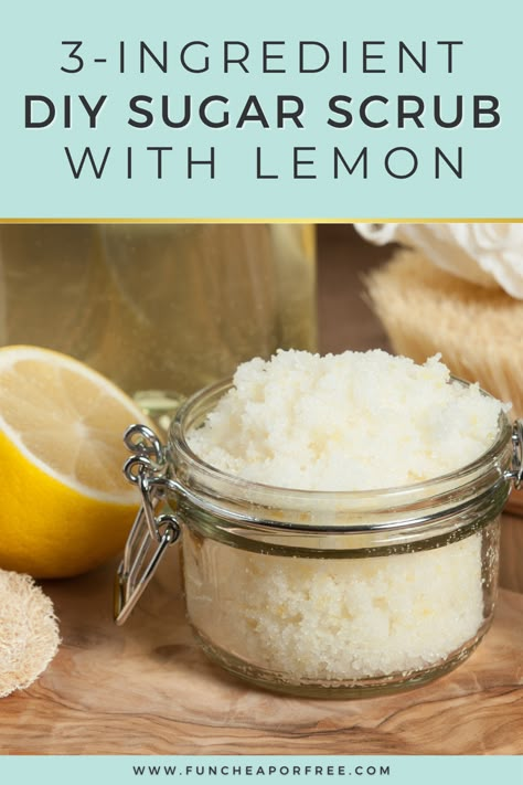 Diy Sugar Scrubs, Sugar Scrub Homemade Recipe, Wax Recipe, Easy Sugar Scrub, Homemade Sugar Scrub, Scrub Homemade, Diy Sugar Scrub, Diy Sugar Scrub Recipe, Lemon Scrub