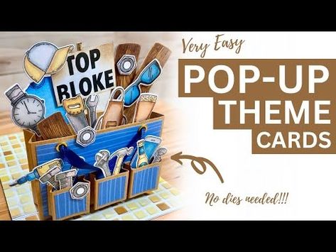 Hexagon Pop Up Card Tutorial, Pop Up Card Tutorial, Cardmaking Tutorials, Mens Cards, Fancy Fold Card Tutorials, Men's Cards, Fun Folds, Box Cards, Card Crafts