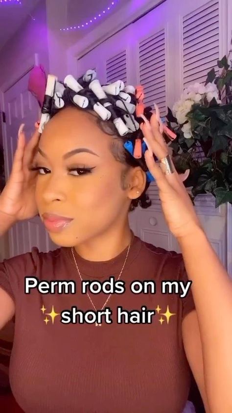 Such a pretty perm rod set on short natural hair by @ohmyzy_ ❤️ So much shine, definition, and bounce 👌🏾 Would you rock it? 🙋🏾‍♀️ #dollarcurlclub #shortnaturalhair #teamnatural #permrodset #naturalhairstyles #curlyhairroutine | Dollar Curl Club | dollarcurlclub · Original audio Short Rod Set Natural Hair, Perm Rods On Short Relaxed Hair, Perm Rod Sizes And Results Curls, Short Pin Curl Hairstyles, Rodded Hairstyles For Black Women, Roller Set On Short Relaxed Hair, Perm Rods On Natural Hair Short, Curling Rods Natural Hair, Rod Set On Natural Hair Short Hair