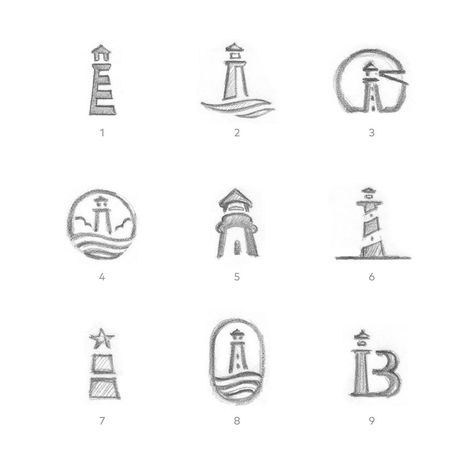 Currently working on a logo with a lighthouse and sent these pencils for client review. Which idea would you recommend the client choose to… Lighthouse Logo Ideas, Lighthouse Logo, Client Review, Bills Logo, Logo With A, The Client, Logo Ideas, Logo Inspiration, A Logo