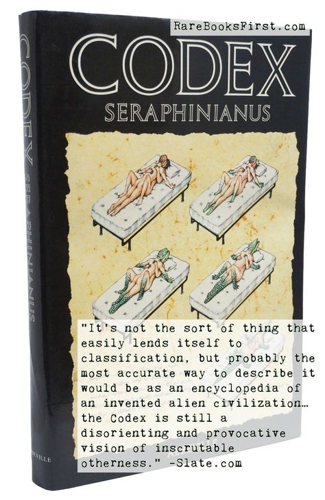 "It’s not the sort of thing that easily lends itself to classification, but probably the most accurate way to describe it would be as an encyclopedia of an invented alien civilization." - Slate.com, Codex Seraphinianus  Codex Seraphinianus by Luigi Serafini first edition for sale at RareBooksFirst.com. Use coupon code GMPB014YGQQV for 15% off.  #RareBooksFirst #LuigiSerafini Codex Seraphinianus Book, Luigi Serafini, Codex Seraphinianus, Alien Civilization, Haunted Library, British Literature, Margaret Mitchell, William Faulkner, James Joyce