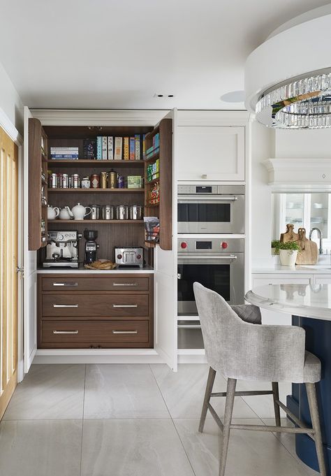 Utility In Kitchen, Breakfast Area Ideas Open Kitchens, Breakfast Station Kitchen, Breakfast Station Ideas, Breakfast Cabinet, Spice Rack Design, Cape Kitchen, Utility Room Ideas, Cloud House