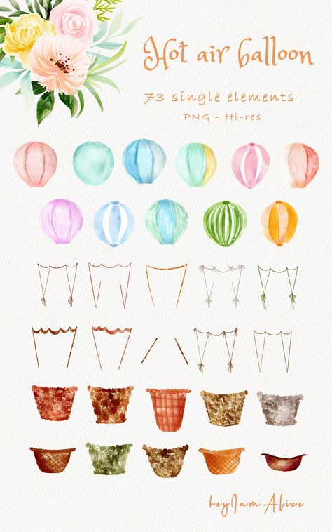 Balloon Watercolor Painting, Watercolor Hot Air Balloon Painting, Ballon Watercolor, Watercolour Hot Air Balloon, Hot Air Balloon Painting, Hot Air Balloon Watercolor, Air Balloon Watercolor, Hot Air Balloon Pattern, Watercolor Hot Air Balloon