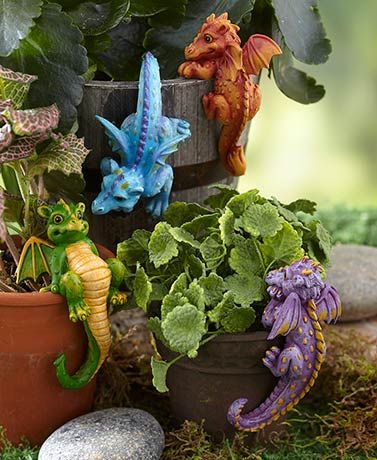 Unique Garden Decor, Solar Garden Lights & More | LTD Commodities Garden Ornaments Ideas, Whimsical Dragon, Solar Light Crafts, Dragon Garden, Tattoo Plant, Ornaments Ideas, Unique Garden Decor, Animals Design, Dragon Decor