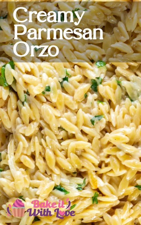 Creamy Parmesan Orzo Orzo Creamy, Creamy Orzo Recipes, Orzo Recipes Side, Orzo Dinner Recipes, Creamy Parmesan Orzo, Orzo Dinner, Creamy Orzo Pasta, Orzo Risotto, Elegant Recipes