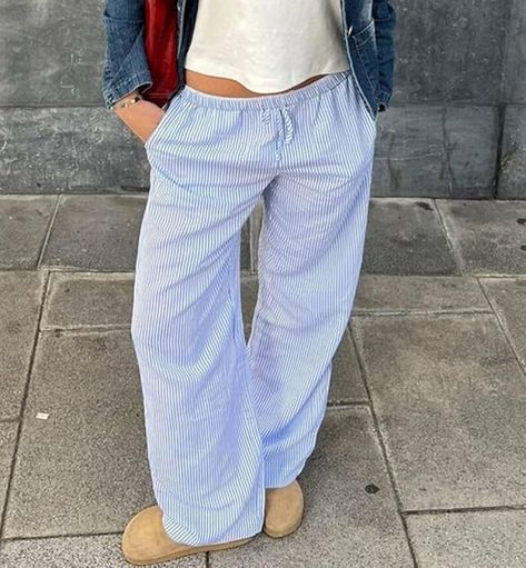 Women Drawstring Striped Pants High Waist Wide Leg Lounge Pants Casual Relaxed Fit Pajama Bottoms Y2k Streetwear Striped Lounge Pants, Outfits Street Styles, Wide Leg Lounge Pants, Striped Sweatpants, I Have Nothing To Wear, I Have Nothing, Pajama Bottoms, Pants Casual, Y2k Streetwear