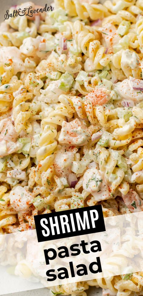 Cold Shrimp Pasta Salad, Lemon Dill Dressing, Cold Pasta Recipes, Seafood Pasta Salad Recipe, Shrimp Pasta Salad, Summer Pasta Salad Recipes, Seafood Salad Pasta, Creamy Shrimp Pasta, Sea Food Salad Recipes