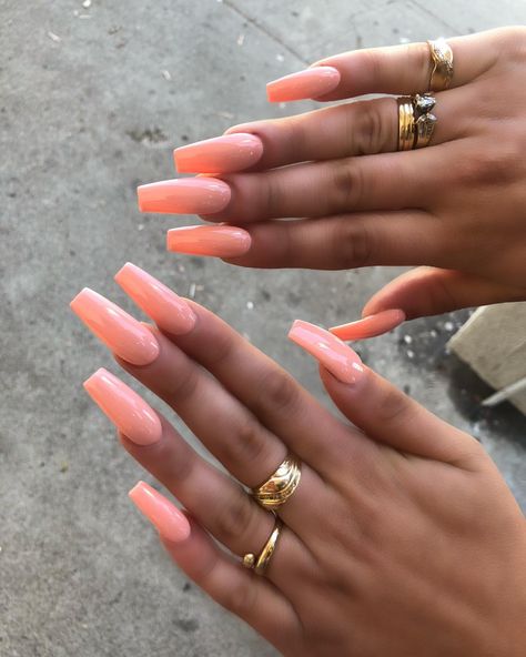 Peachy Pink Nails, Nail Coffin, Valley Girls, High Maintenance, Fire Nails, Bling Nails, Natural Forms, Peachy Pink, Nude Nails