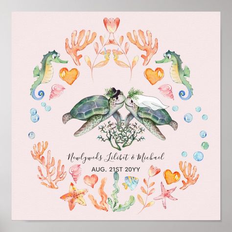 BUDGET Newlyweds Wedding Gifts Custom SEA TURTLES Poster - sea turtle party gifts Sea Turtle Party, Married Gift, Budget Wedding Invitations, Turtle Party, Budget Gift, Wedding Engagement Gifts, Couples Gift, Custom Wedding Gifts, Wedding Gifts For Couples