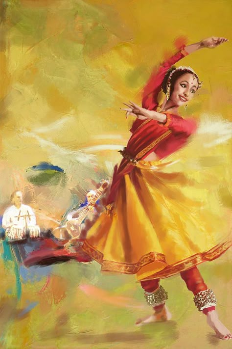 Modern India Art Indian Classical Dancer, Kathak Dance, Dance Of India, Dancing Art, Dancer Painting, Dancing Drawings, Indian Classical Dance, Dancers Art, Dance Paintings