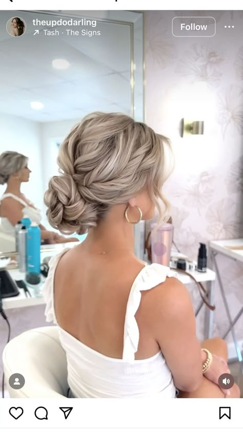 Very Loose Updo, Hair Up Wedding Hairstyles, Hair Updos For Bride, Prom Hairstyles For Thinner Hair Up, Medium Length Wedding Hairstyles Updo, Wedding Hairstyles Updo Messy Boho Low Buns Bridesmaid Hair, Formal Updos For Thinning Hair, All Up Wedding Hair, Low Bun Wedding Hair Bride